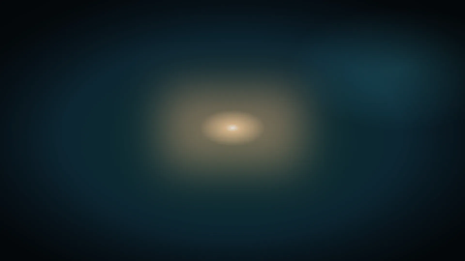 A glow of gold like the light of a screen at dawn, with a teal moon in the corner