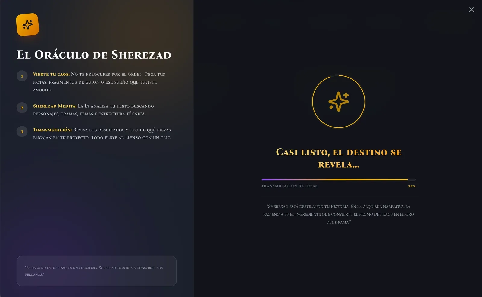 Sherezad's Oracle in April 2026: three steps and the line «Almost ready, destiny is revealed»